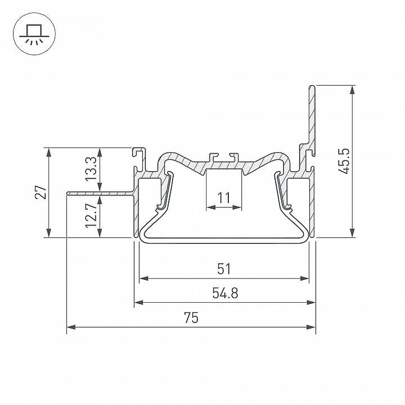 Профиль алюминиевый Arlight 035771 встраиваемый для натяжных потолков 