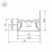 Профиль алюминиевый Arlight 035771 встраиваемый для натяжных потолков Серебристый-3