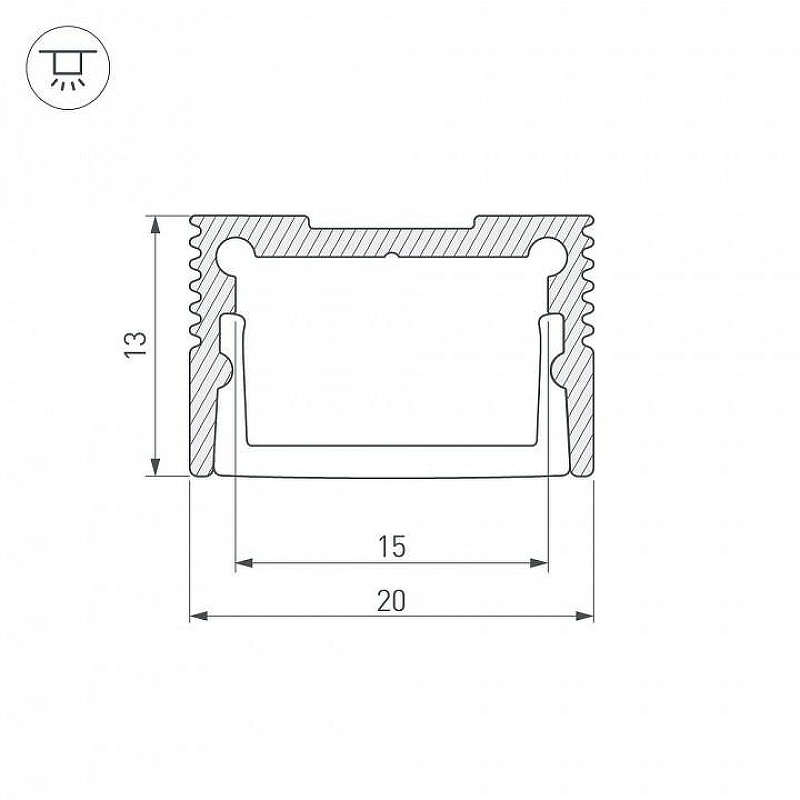 Профиль алюминиевый Arlight 036835 накладной для контурной подсветки 
