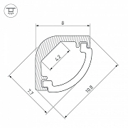 Профиль алюминиевый Arlight 036323 накладной для контурной подсветки Серебристый