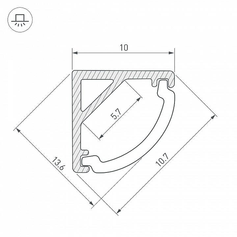 Профиль алюминиевый Arlight 036321 накладной для контурной подсветки 