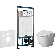 Комплект унитаза с инсталляцией Niagara Vista NG-9301 с сиденьем Микролифт и инсталляцией WeltWasser WW Marberg 507 10000005949+10000005952 цвет Белый с клавишей смыва Хром глянцевый-1