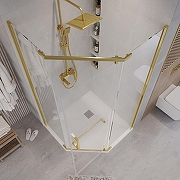 Душевой уголок Grossman Pragma 90х90 302.K33.03.9090.32.00 профиль Золото сатин стекло прозрачное-5