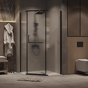 Душевой уголок Grossman Pragma 90х90 302.K33.03.9090.21.02 профиль Черный матовый стекло шиншилла-2