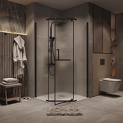 Душевой уголок Grossman Pragma 90х90 302.K33.03.9090.21.02 профиль Черный матовый стекло шиншилла-3