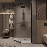 Душевой уголок Grossman Pragma 90х90 302.K33.03.9090.21.02 профиль Черный матовый стекло шиншилла-4