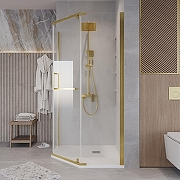 Душевой уголок Grossman Pragma 100х100 302.K33.03.1010.32.00 профиль Золото сатин стекло прозрачное-4