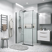 Душевой уголок Grossman Pragma 120х80 120.K33.03.1280.21.00 профиль Черный матовый стекло прозрачное-2