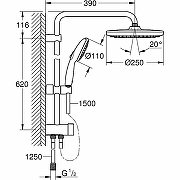 Душевая система Grohe Tempesta 250 26980001 Хром-4