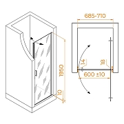 Душевая дверь RGW Leipzig LE-003-Gg 70 351200307-210 профиль Серый стекло матовое-2