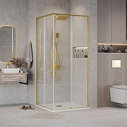 Душевой уголок Grossman Galaxy 80х80 300.K33.01.8080.32.00 профиль Золото сатин стекло прозрачное-6
