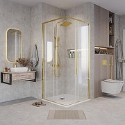 Душевой уголок Grossman Galaxy 80х80 300.K33.01.8080.32.00 профиль Золото сатин стекло прозрачное-7