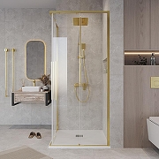 Душевой уголок Grossman Galaxy 80х80 300.K33.01.8080.32.00 профиль Золото сатин стекло прозрачное-8