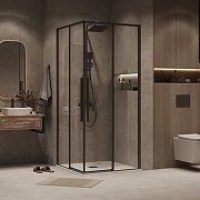 Душевой уголок Grossman Galaxy 90х90 300.K33.01.9090.21.00 профиль Черный матовый стекло прозрачное-6