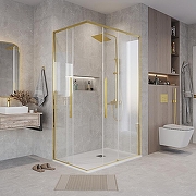 Душевой уголок Grossman Galaxy 90х80 300.K33.01.9080.32.00 профиль Золото сатин стекло прозрачное-7
