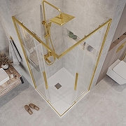 Душевой уголок Grossman Galaxy 100х100 300.K33.01.1010.32.00 профиль Золото сатин стекло прозрачное-9