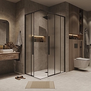 Душевой уголок Grossman Galaxy 90х80 300.K33.01.9080.21.02 профиль Черный матовый стекло шиншилла-7