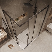 Душевой уголок Grossman Galaxy 90х80 300.K33.01.9080.21.02 профиль Черный матовый стекло шиншилла-9