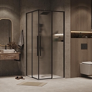 Душевой уголок Grossman Galaxy 100х100 300.K33.01.1010.21.02 профиль Черный матовый стекло шиншилла-6