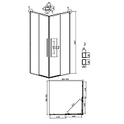 Душевой уголок Grossman Galaxy 100х100 300.K33.01.1010.21.02 профиль Черный матовый стекло шиншилла-10