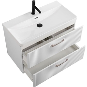 Тумба под раковину BelBagno Due 80 DUE-800-2C-SO-BM-P подвесная Белый металлик-4