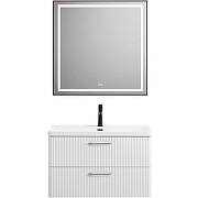 Тумба под раковину BelBagno Due 80 DUE-800-2C-SO-BM-P подвесная Белый металлик-10