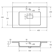Раковина Cezares 80 CZR-800/480-LV-MR-PRS Белая-2
