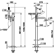 Смеситель для ванны Gessi Emporio Via tortona 24943#149 Никель брашированный-1