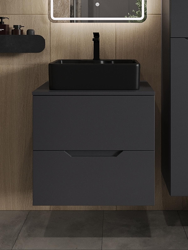 Тумба с раковиной Orange Line 60 Li-60TugMDF+B01-475MB подвесная 