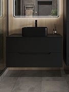 Тумба с раковиной Orange Line 100 Li-100TubMDF+B02-460MB подвесная Черная матовая-2