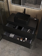 Тумба с раковиной Orange Line 100 Li-100TubMDF+B02-460MB подвесная Черная матовая-3