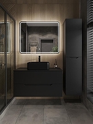 Тумба с раковиной Orange Line 100 Li-100TubMDF+B02-460MB подвесная Черная матовая-4