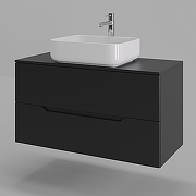 Тумба с раковиной Orange Line 100 Li-100TubMDF+B05-500W подвесная Черная матовая-1