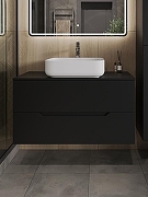 Тумба с раковиной Orange Line 100 Li-100TubMDF+B05-500W подвесная Черная матовая-2