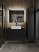 Тумба с раковиной Orange Line 100 Li-100TubMDF+B05-500W подвесная Черная матовая-4