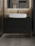 Тумба с раковиной Orange Line 100 Li-100TubMDF+B07-675W подвесная Черная матовая-1