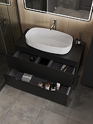 Тумба с раковиной Orange Line 100 Li-100TubMDF+B07-675W подвесная Черная матовая-2