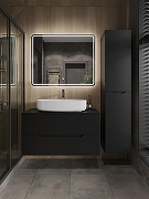 Тумба с раковиной Orange Line 100 Li-100TubMDF+B07-675W подвесная Черная матовая-3