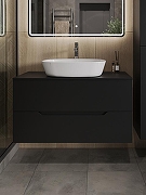 Тумба с раковиной Orange Line 100 Li-100TubMDF+B08-500W подвесная Черная матовая-2