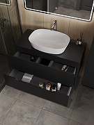 Тумба с раковиной Orange Line 100 Li-100TubMDF+B08-500W подвесная Черная матовая-3