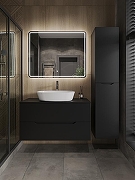 Тумба с раковиной Orange Line 100 Li-100TubMDF+B08-500W подвесная Черная матовая-4