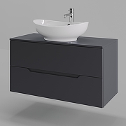 Тумба с раковиной Orange Line 100 Li-100TugMDF+B08-585W подвесная Графит матовый-1