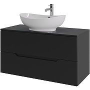 Тумба с раковиной Orange Line 100 Li-100TubMDF+B08-585W подвесная Черная матовая