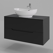 Тумба с раковиной Orange Line 100 Li-100TubMDF+B08-585W подвесная Черная матовая-1