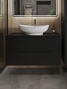 Тумба с раковиной Orange Line 100 Li-100TubMDF+B08-585W подвесная Черная матовая-2