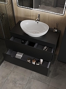 Тумба с раковиной Orange Line 100 Li-100TubMDF+B08-585W подвесная Черная матовая-3