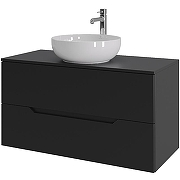 Тумба с раковиной Orange Line 100 Li-100TubMDF+B07-420W подвесная Черная матовая