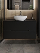 Тумба с раковиной Orange Line 100 Li-100TubMDF+B07-420W подвесная Черная матовая-2