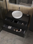 Тумба с раковиной Orange Line 100 Li-100TubMDF+B07-420W подвесная Черная матовая-3