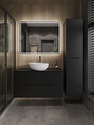 Тумба с раковиной Orange Line 100 Li-100TubMDF+B07-420W подвесная Черная матовая-4